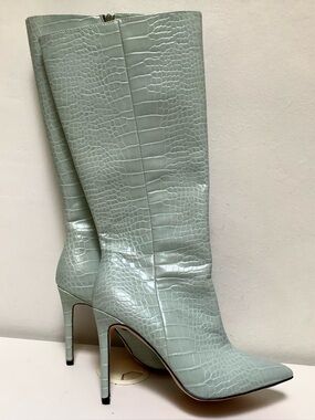 Light Blue Croc Print Boot/Heel  (7)
Croc-Embossed Pointed Toe Knee High Boots